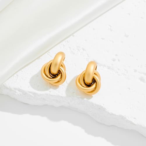 Matte Gold Flower Earrings for Women Small Chunky Statement Earrings Lightweight Hypoallergenic Fashion Geometric Stud Earrings Jewelry Gifts by FILMOON - Image 4