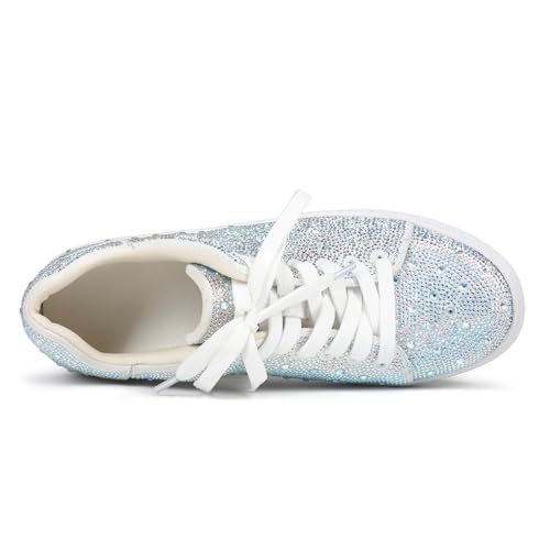 Women's Fashion Bling Rhinestone Sneakers Sparkly White Glitter Wedding Party Sneakers Tennis Shoes for Women2