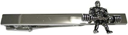 Kiola Designs Silver Toned Power Weight Lifter Tie Clip image 3