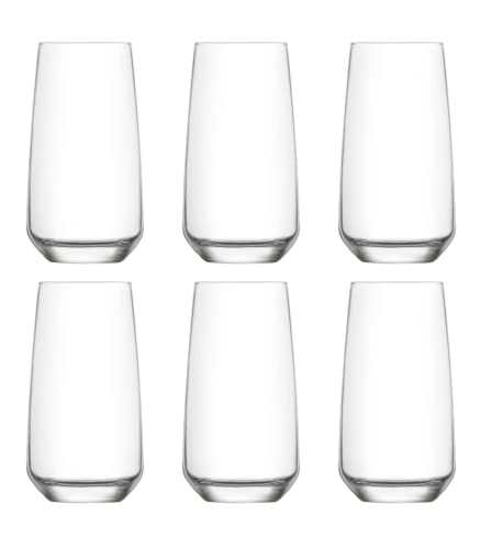 UNISHOP Lot de 6 verres hauts, en verre transparent de 48 cl, passe au lave-vaisselle Cover