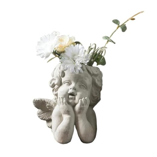 Vasos de flores de cimento de anjo estilo europeu, flores de sala de estar em casa, plantas verdes, conjuntos de flores de cimento, ornamentos decorativos personalizados e criativos - Pequeno peso B 3