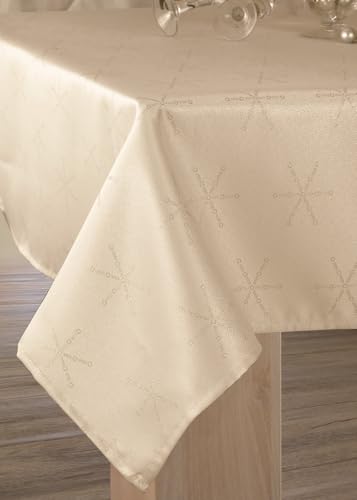 Nappe Lurex crème et doré rectangle 150x200 cm antitache pour table - 5