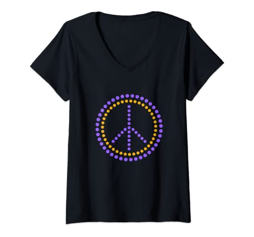 Mujer Peace Frieden Mujer Niños Hombre Camiseta Cuello V