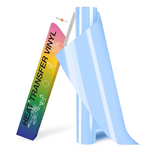 Image of HTVRONT HTV Heat Transfer Vinyl - 12 inch x 8ft Blue HTV Vinyl for Shirts, Iron on Vinyl Compatible with Cricut Cutting Machine - Easy to Cut & Weed for Heat Transfer Design (Misty Blue)