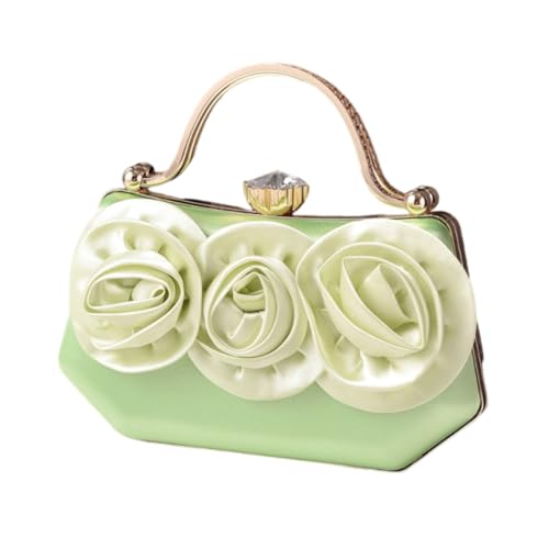 Elegant 3D Floral Satins Clutches Evening Bag for Wedding Formal Event Women Crossbody Chain Handbag Purse