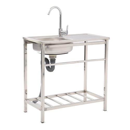 Évier industriel utilitaire portable inox avec plan de travail