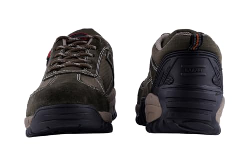 Image of Karam FS252OL Safety Shoes for Men | FALKON Olive Green Safety Shoes | Slip Resistant | Fibre Toe Cap Safety Shoes for Industries | Lightweight | Stylish Industrial Shoes for Men | FS252OL(FWDAMZ) |