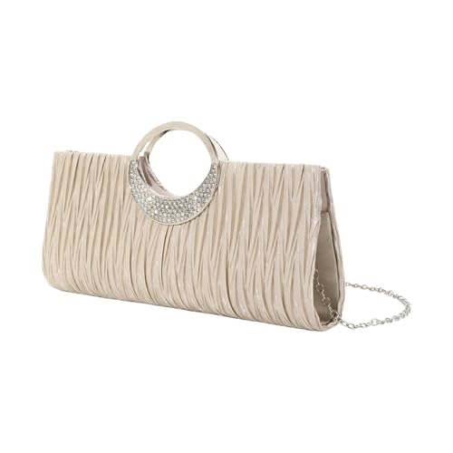 Pochette de soirée pour femme sac à main en satin plissé avec chaîne