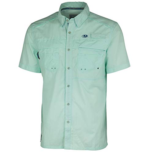 Mossy Oak Men's Short Long Sleeve Performance Tech Fishing Shirt, Soothing Sea, Large #TOP12