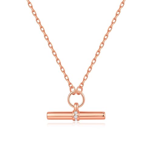 Image of Philip Jones Rose Gold Plated T-Bar Necklace Created with Zircondia® Crystals