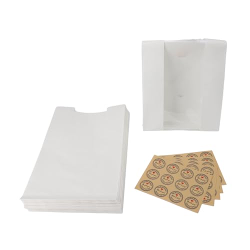 Lot de 50 sacs à pain en papier kraft avec fenêtre transparente, sac de rangement pour emballage de boulangerie pour pain fait maison, emballage alimentaire cuit avec 60 (Blanche)
