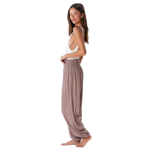 Image of Lotus and Luna Women's Harem Pants Thai Pants for Beach & Lounge High Waisted Flowy Boho Pants Genie Pants Yoga Pants