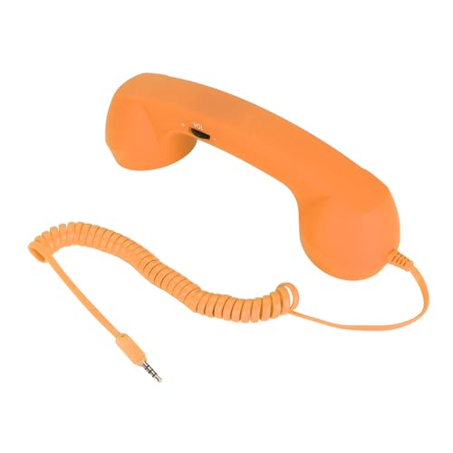 Auriculares Telefónicos Retro, Auricular Vintage con Micrófono, Volumen Ajustable, 3,5 Mm + USB C para Teléfonos Móviles (Orange)