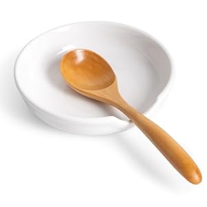Spoon Rest for Stove Top, Ceramic Spoon Holder for Kitchen Counter, Heat-Resistant Cooking Utensil Rest, Coffee Spoon Holder, Spoon Rest for Ladles Spatula (White)