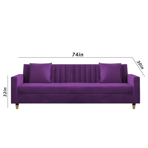 Image of Casaliving Garcia 3+2 Seater Sofa Set for Living Room (Purple Colour) Premium Fabric Sofa