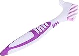 Premium Denture Cleaning Brush Set with Multi-Layered Bristles & Ergonomic Rubber Handle, Portable Denture Double Sided Brush for False Teeth...