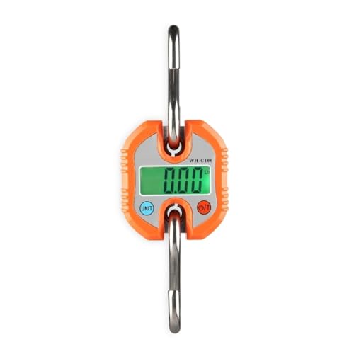 Báscula de gancho de acero inoxidable colgante electrónica de 150kg y 50g, minibáscula de grúa con bucle, balanza de cocina con retroiluminación LED para construcción, fábrica(Orange)