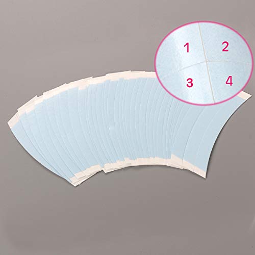 36 Pcs/Bag C Contour Curve Hair Tape Strips,Double Sided Waterproof Strong Adhesive Tape for Hair Extensions,Lace Front Wigs,Toupees and Hairpieces-Blue Color