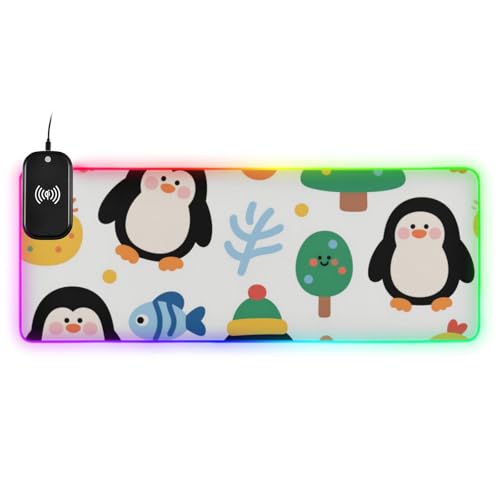 Tapis de souris antidérapant pingouin noir 90x40 cm pour éviter les glissements