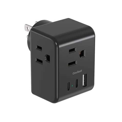 Multi Plug Outlet Extender, Power Strip Non Surge Protector Electric Outlet Splitter with 3 USB Wall Charger (2 USB C), Multiple Outlet Expander for Cruise, Dorm, Travel, Home, Office(Black)