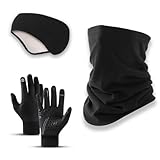 AXOBOG Winter Handschuhe Ohrenschützer Schal Set Damen Herren | 3-teiliges Sport-Accessoire aus Fleece für Jogging, Laufen & Wandern