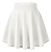 Women's Basic Solid Versatile Stretchy Flared Casual Mini Skater Skirt (X-Large, White)