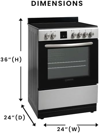 Equator 20-Inch Electric Cooking Range with Convection Oven & Air Fryer, 4 Ceramic Burners, ADA Compliant Design, Freestanding Compact Stove, Storage Drawer, UL Listed, 240V