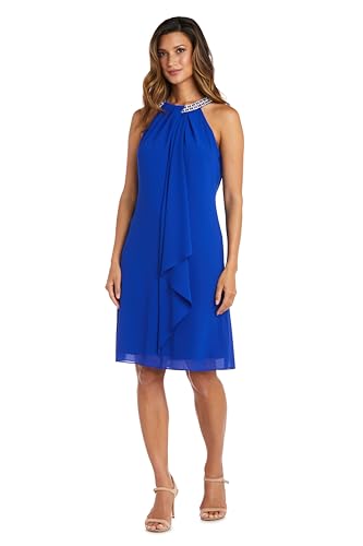 Image of R&M Richards Women's Chiffon Halter Cocktail Dress W /Jeweled Neckband & Cascade Drape