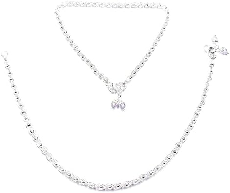 Shree Shobha Collection Silver Anklet | Chandi ki payal | Gifts for Women and Girls | Size 10.5 Inches | Weight 18 gm