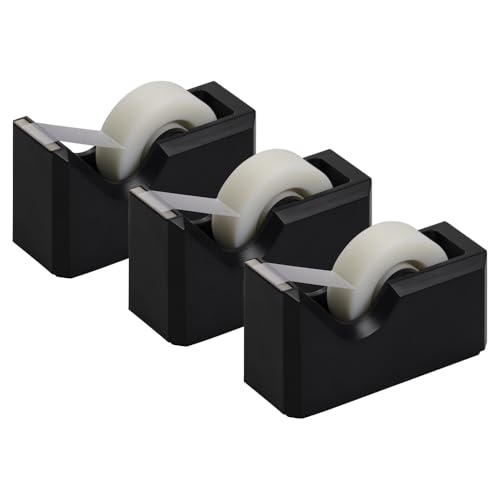 JAM PAPER Colorful Desk Tape Dispensers - Black - 3/Pack