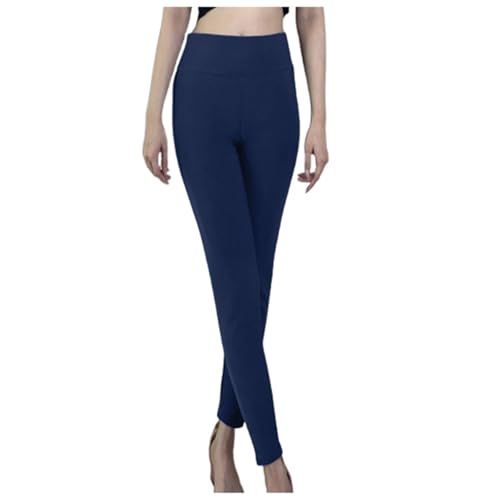 Leggings térmicos para mujer, de invierno, de forro polar, cálidos, elásticos, marine, XXL
