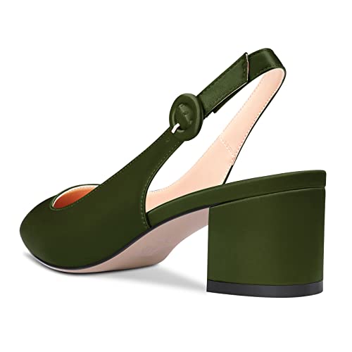 HEUIVZAR Pumps for Women Slingback Pointed Toe Block Chunky Mid Low Heel Pumps Satin Shopping Vacation Classic 2 Inch3