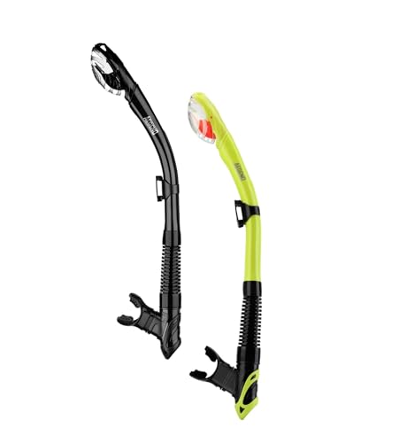Aegend Dry Snorkel, Dive Mask Easy-Breath Free Diving Snorkel for Snorkeling Scuba Diving Freediving Swimming, with Top Dry Valve and Food-Grade Silicone Mouthpiece(Black & Green)