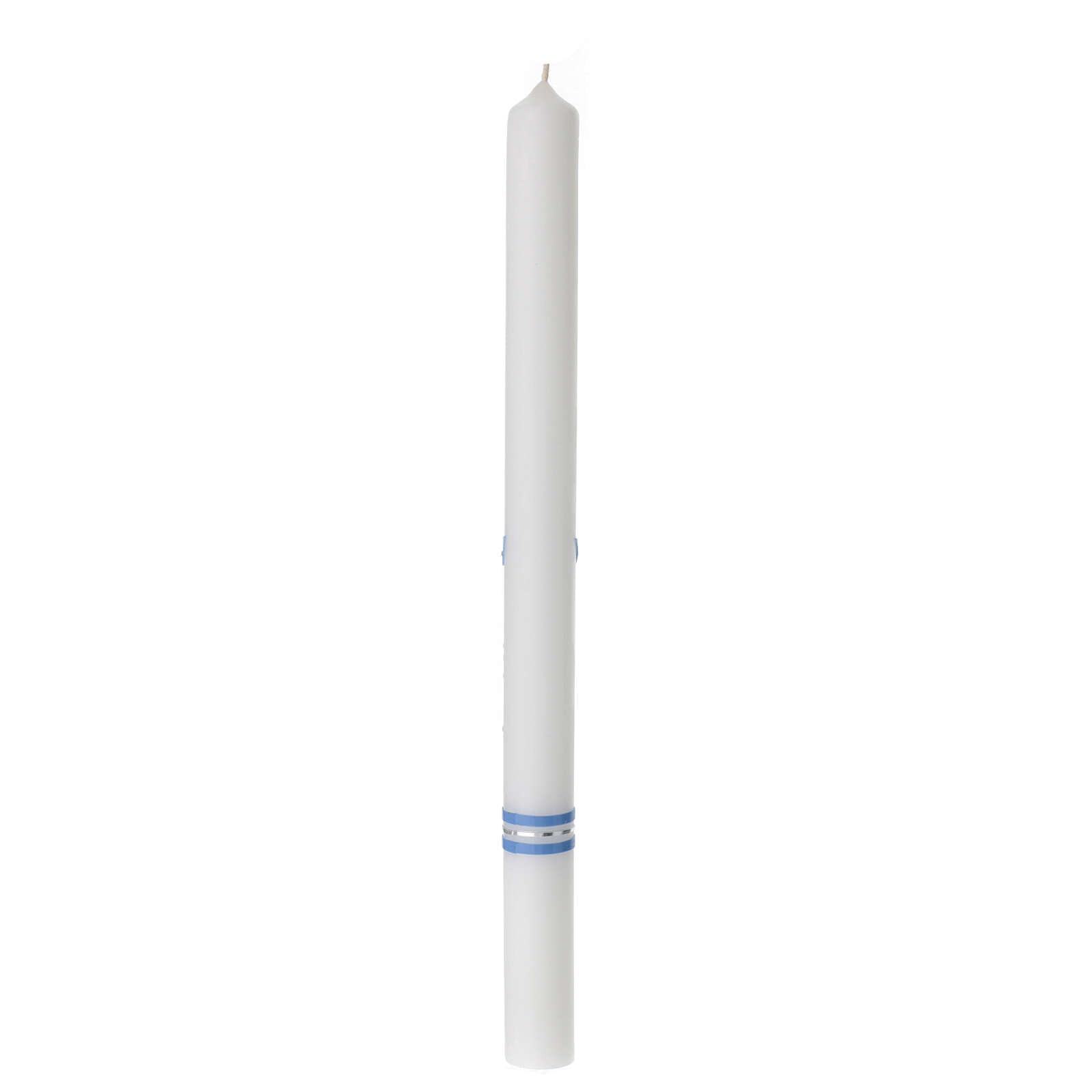 Holyart Świece, paschały, gromnice, świeczki: Świeca Chrzcielna, błękitny krzyż, 400x30 mm