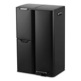 Bayt Mülleimer 3 Fächer - Mülleimer 60l - Abfalleimer - Edelstahl-Abfallbehälter (Schwarz)