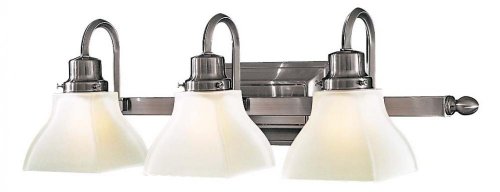 Image of Minka Lavery Wall Light Fixtures 5583-84 Mission Ridge Reversible Glass Bath Vanity Lighting, 3 Light, 300 Watts, Nickel