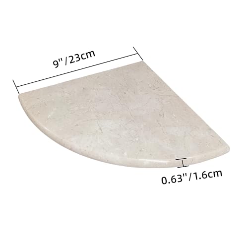 GEOONA 9'' Beige Marble Corner Shower Shelf for Bathroom Both Side Polished, Crema Marfil Marble Floating Shelves for Bath Wall Mounted (Beige - 1Pcs) - Thumbnail 2