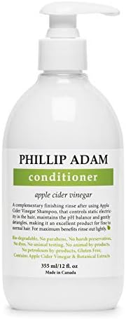 Phillip Adam Apple Cider Vinegar Conditioner for Shiny Hair - No Harsh Preservatives - For All Hair Types - 12 Ounce