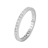 Anillo de compromiso, alianzas para mujer, anillo con diamantes, oro blanco y platino 950, talla 57 (18,1)