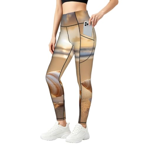 Leggings con estampado de conchas en conjunto deportivo de mujer para entrenamiento y diario