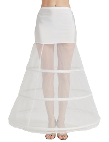BEAUTELICATE Petticoat Unterröcke Reifrock Damen Lang A-Linie Crinoline Hohe Taille für Brautkleid Abendkleid Hochzeit Rockabilly Weiß (Weiß - 3...