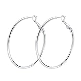 CHUOZI Pendientes de aro de plata de ley 925 para mujer, chapados en oro de 18 quilates, pulidos, redondeados con poste, One Size, Acetato, Sin piedra preciosa