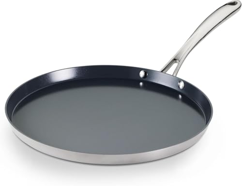 Image of TRAMONTINA Fusao Healthy Triply Ceramic 28 Cm Dosa Tawa 4mm Thick | Non Toxic (PFAS /PTFE /PFOA Free) | Uttapam Tawa | Roti | Parantha | Induction Friendly | Stay Cool Handle I 10 Year Warranty.