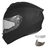 Favoto Motorcycle Full Face Helmet, DOT Approved Matte Black...