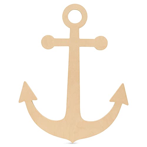 Unfinished Wooden Anchor Cutout, 16, Pack of 2 Wooden Shapes for Crafts, Use for Summer & Beach & Nautical Decor and Crafting, by Woodpeckers
