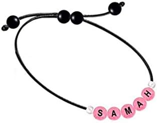 Black Leather Bracelet Arabic Name for Women SAMAH