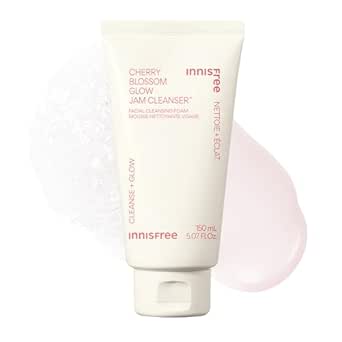 innisfree Cherry Blossom Glow Jam Cleanser, Sulfate-Free Korean Face Wash, Cleansing Foam for Radiant Glass Skin