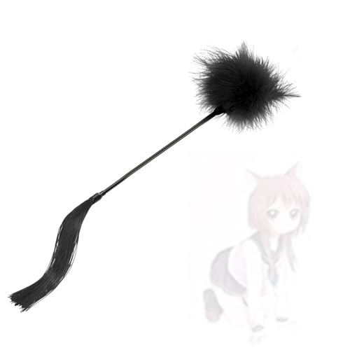 HUNTVE Sport Leather Feather Flogger Fusta con Borlas para Parejas Negro