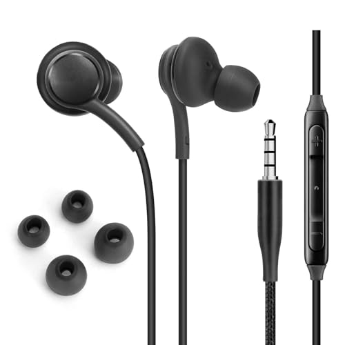 OEM UrbanX Corded Stereo Headphones Compatible with V60 ThinQ 5G UW - with Microphone and Volume Buttons - Black (US Version with Warranty)