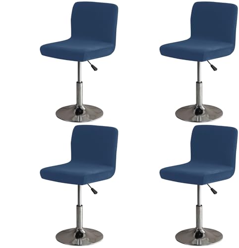 HACLEN Fundas elásticas para taburetes de bar, a prueba de arañazos, suaves, giratorias, con respaldo, fundas extraíbles para silla de bar y cocina, bar, pub (azul marino, juego de 4)